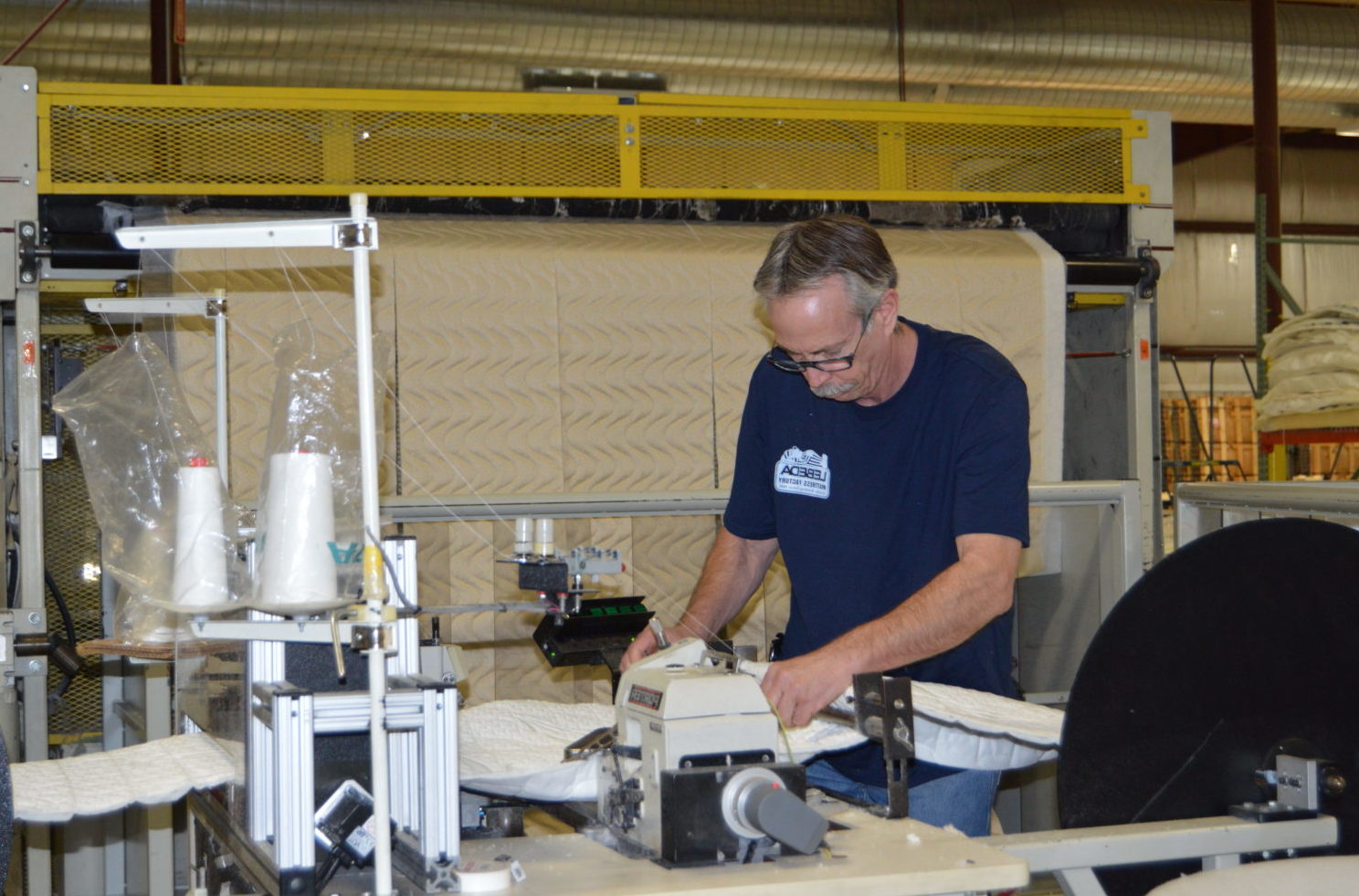 worker quilting